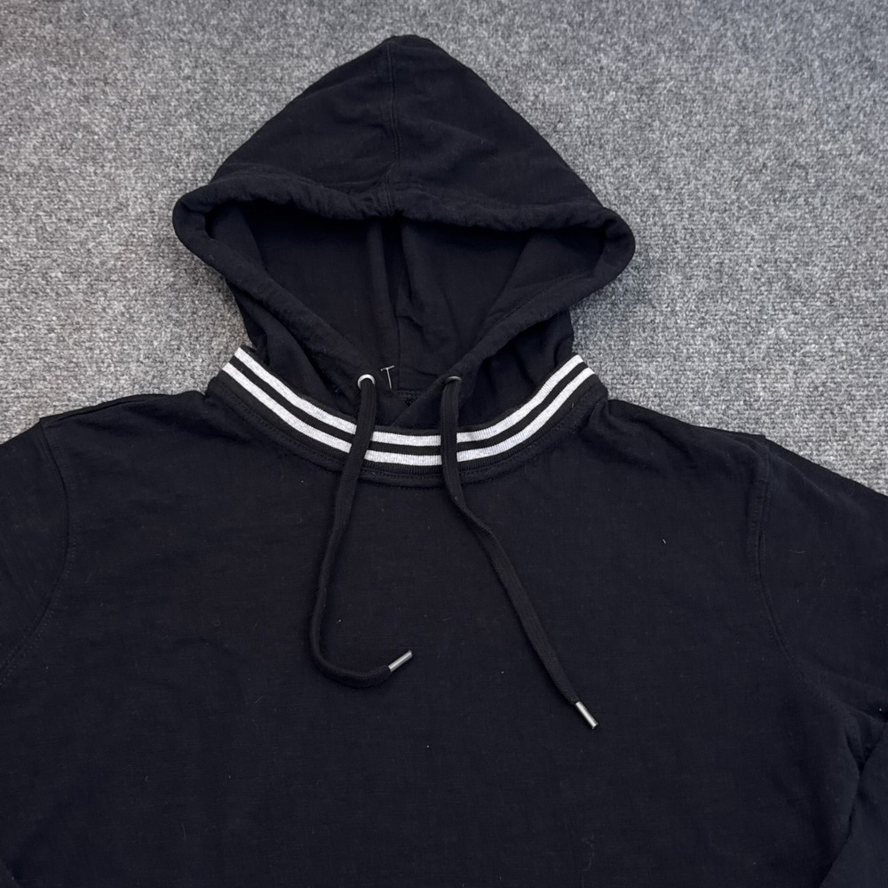 American Eagle Pullover Hoodie Mens Size Small Black White Knit Sweatshirt - Picture 2 of 10